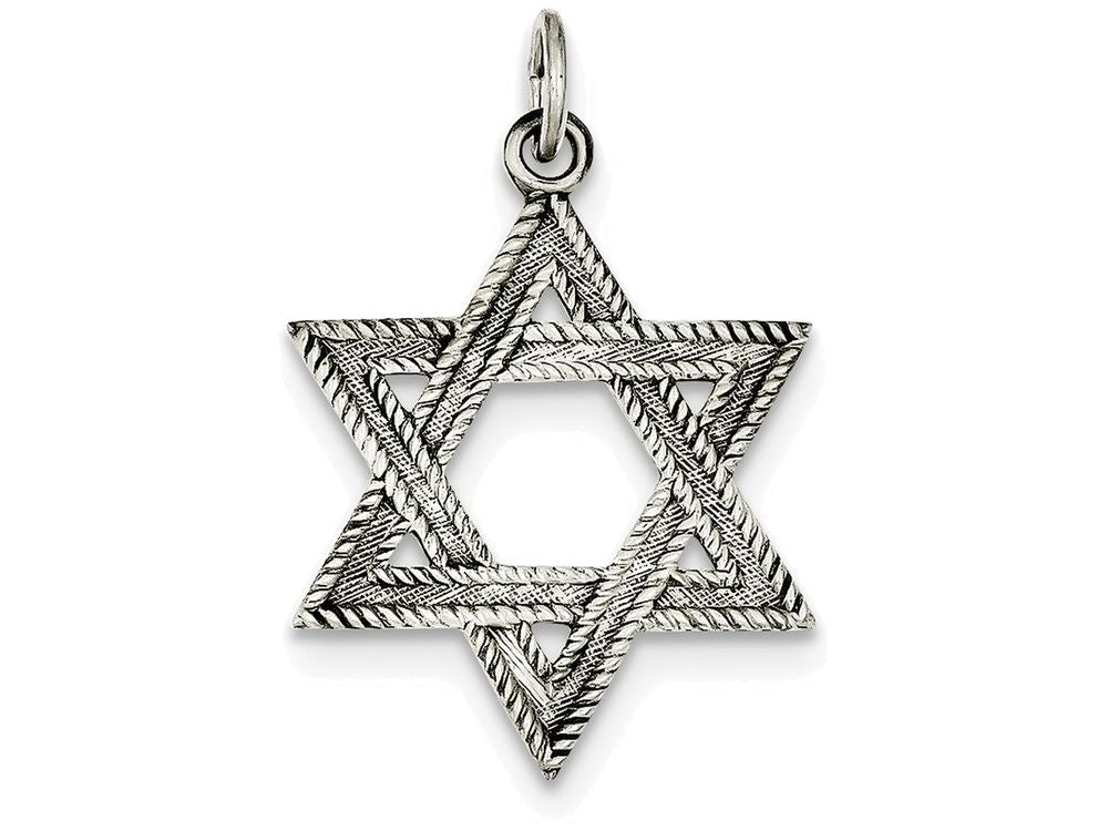 FJC Finejewelers Sterling Silver Antiqued Star Of David Charm