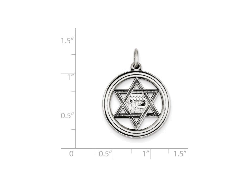 FJC Finejewelers Sterling Silver Antiqued Star Of David Disc Charm