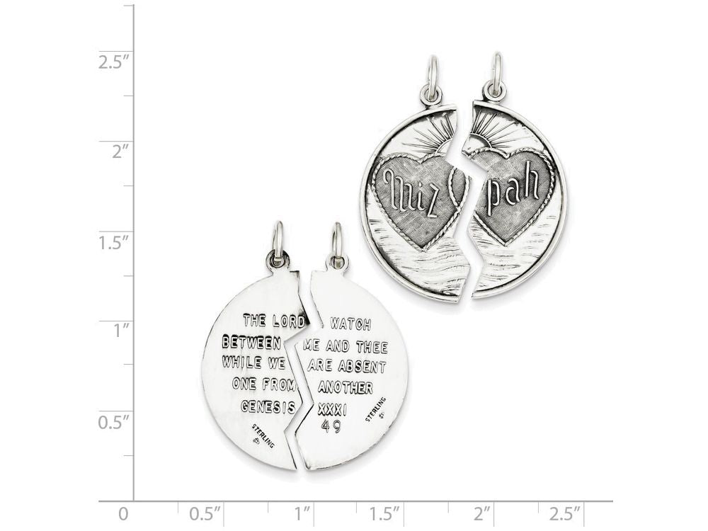 FJC Finejewelers Sterling Silver Antiqued Mitzpah Charm