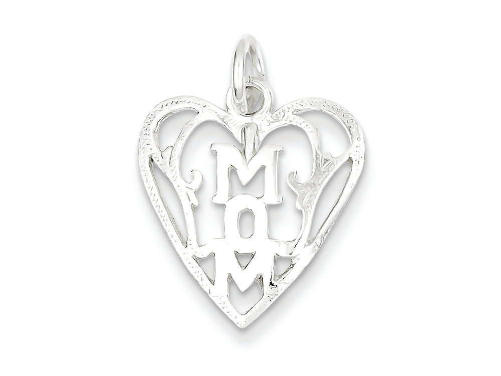 FJC Finejewelers Sterling Silver Mom In Heart Pendant Necklace - Chain Included