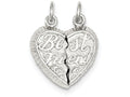FJC Finejewelers Sterling Silver Best Friend 2-piece Break Apart Heart Charm
