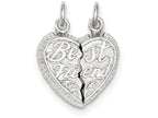 FJC Finejewelers Sterling Silver Best Friend 2-piece Break Apart Heart Charm