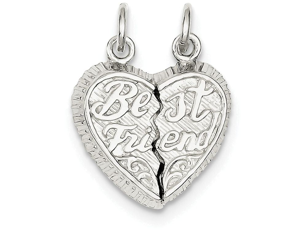FJC Finejewelers Sterling Silver Best Friend 2-piece Break Apart Heart Charm