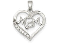 FJC Finejewelers Sterling Silver Mom Cubic Zirconia Heart Pendant Necklace - Chain Included