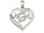 FJC Finejewelers Sterling Silver Mom Cubic Zirconia Heart Pendant Necklace - Chain Included
