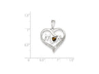 FJC Finejewelers Sterling Silver Smokey Cubic Zirconia Mom Heart Pendant Necklace - Chain Included