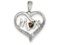 FJC Finejewelers Sterling Silver Smokey Cubic Zirconia Mom Heart Pendant Necklace - Chain Included