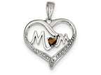 FJC Finejewelers Sterling Silver Smokey Cubic Zirconia Mom Heart Pendant Necklace - Chain Included