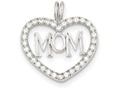 FJC Finejewelers Sterling Silver Cubic Zirconia Heart Mom Pendant Necklace - Chain Included