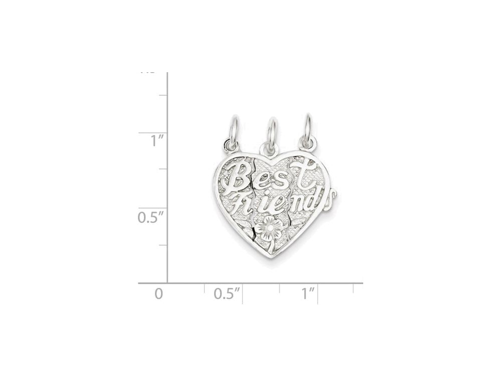 FJC Finejewelers Sterling Silver Best Friends 3-piece Break Apart Heart Charm