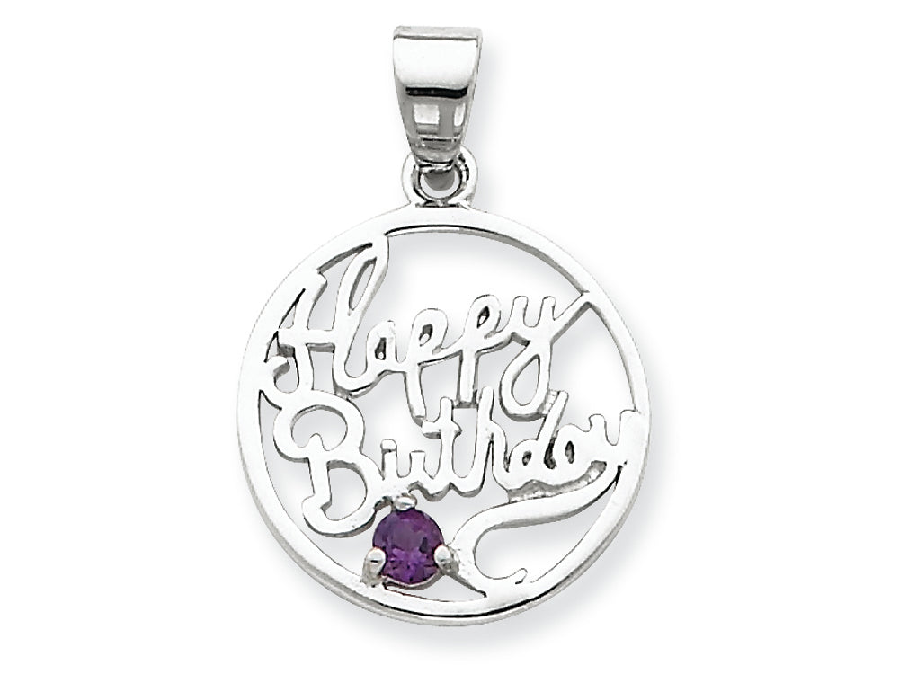 FJC Finejewelers Sterling Silver Amethyst Happy Birthday Pendant Necklace - Chain Included