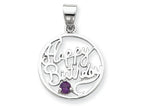 FJC Finejewelers Sterling Silver Amethyst Happy Birthday Pendant Necklace - Chain Included
