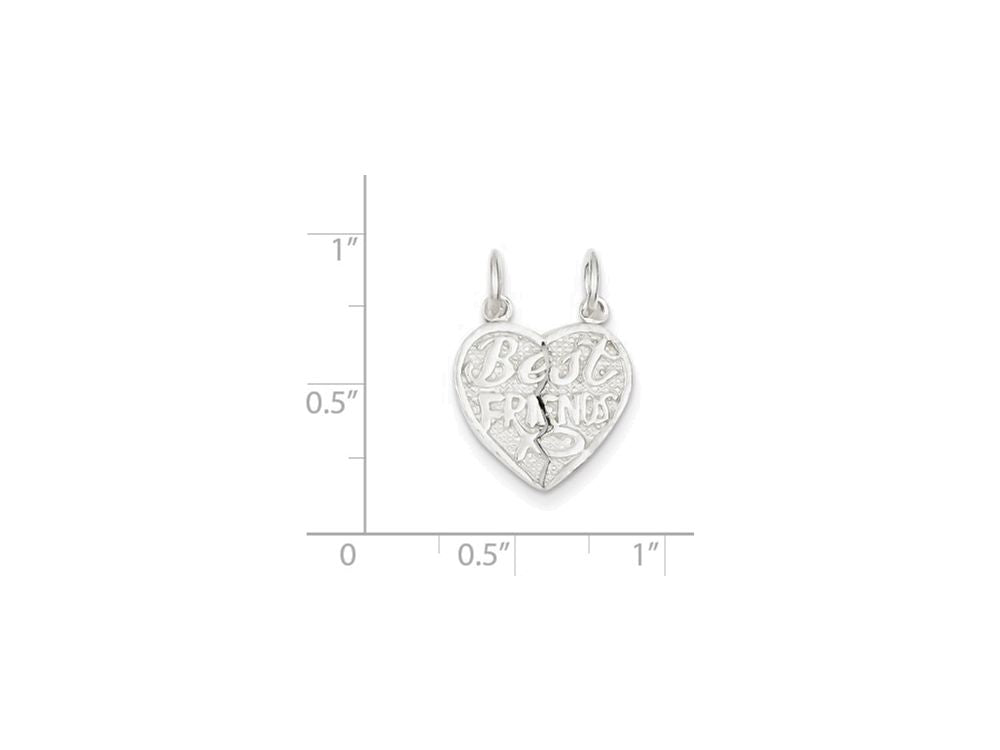 FJC Finejewelers Sterling Silver Best Friends 2-piece Break Apart Heart Charm