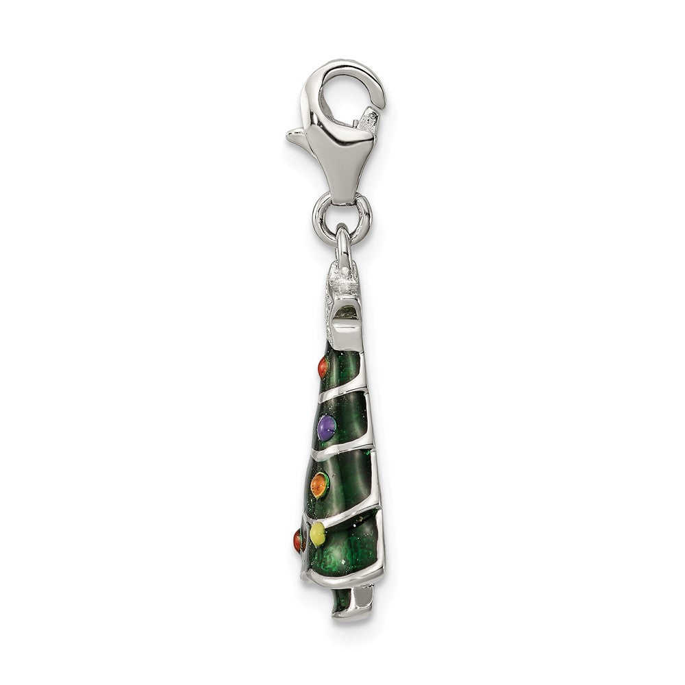 FJC Finejewelers Sterling Silver Cubic Zirconia and Enameled Christmas Tree Charm