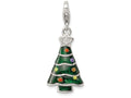 FJC Finejewelers Sterling Silver Cubic Zirconia and Enameled Christmas Tree Charm