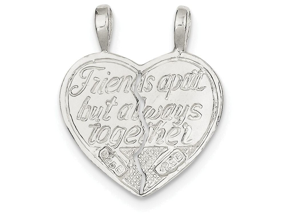 FJC Finejewelers Sterling Silver Best Friend 2-piece Break Apart Heart Charm