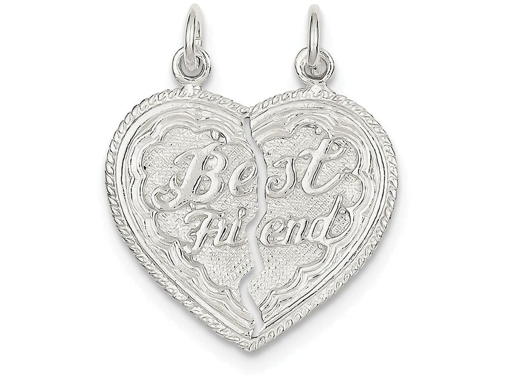FJC Finejewelers Sterling Silver Best Friend 2-piece Break Apart Heart Charm
