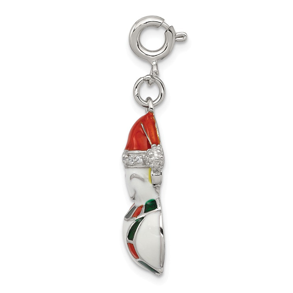FJC Finejewelers Sterling Silver Cubic Zirconia and Enameled Snowman Charm