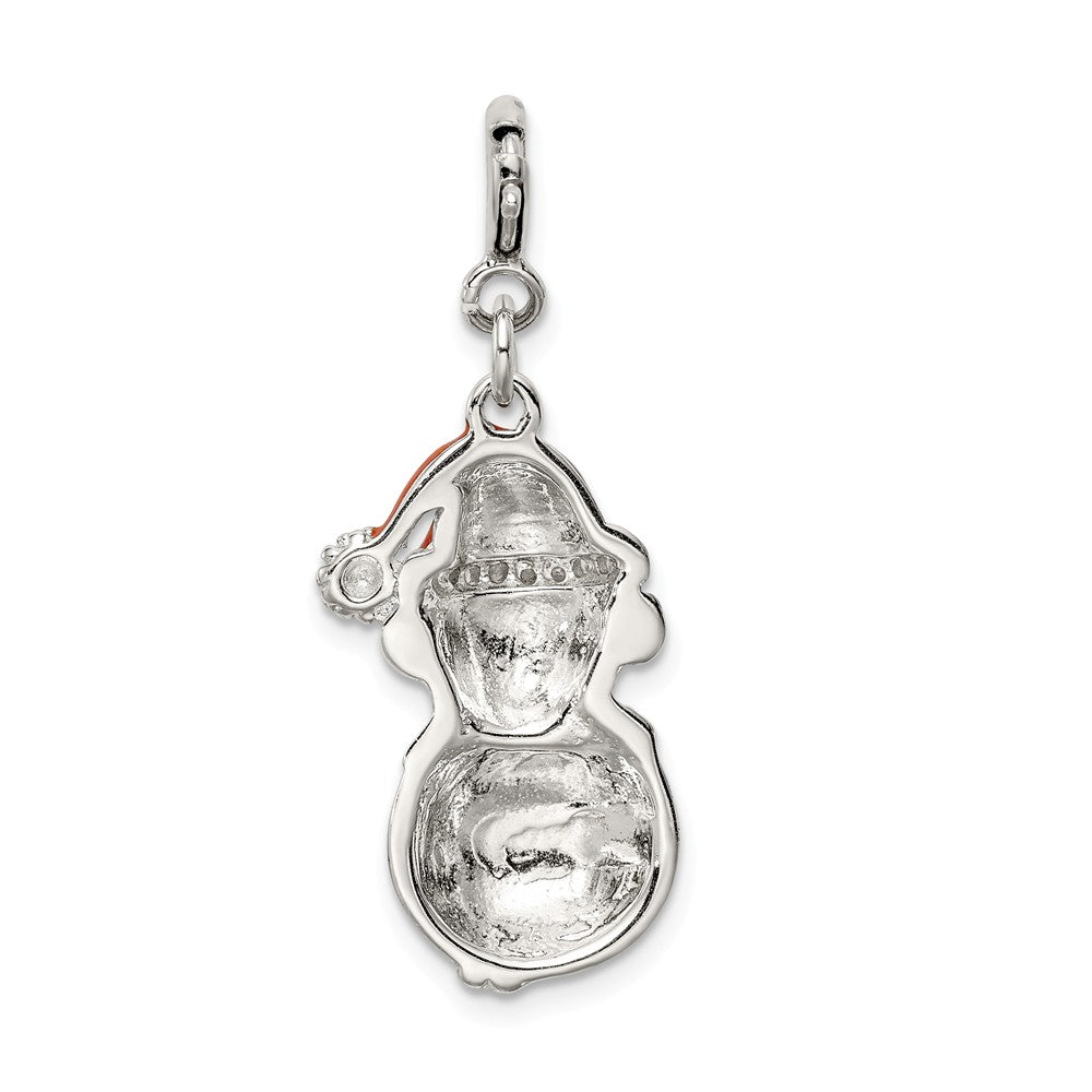 FJC Finejewelers Sterling Silver Cubic Zirconia and Enameled Snowman Charm