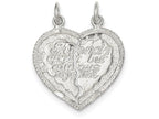 FJC Finejewelers Sterling Silver Best Friend 2-piece Break Apart Heart Charm