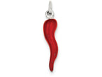 FJC Finejewelers Sterling Silver Red Enamel Italian Horn Pendant Necklace - Chain Included
