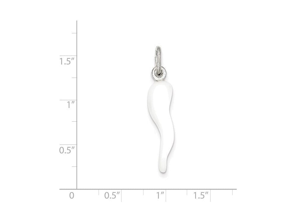 FJC Finejewelers Sterling Silver White Enamel Italian Horn Pendant Necklace - Chain Included