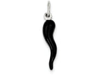 FJC Finejewelers Sterling Silver Black Enamel Italian Horn Pendant Necklace - Chain Included