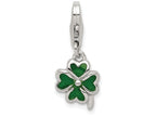 FJC Finejewelers Sterling Silver Green Enameled Four Leaf Clover Charm