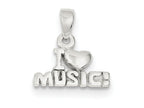 FJC Finejewelers Sterling Silver I Love Music Pendant Necklace - Chain Included
