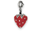 FJC Finejewelers Sterling Silver Enameled Strawberry Charm