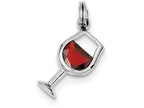 FJC Finejewelers Sterling Silver Red Cubic Zirconia Wine Glass Charm