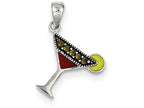 FJC Finejewelers Sterling Silver Red and Green Enameled Martini Pendant Necklace - Chain Included