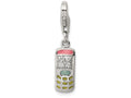FJC Finejewelers Sterling Silver Cubic Zirconia and Enameled Cell Phone Charm