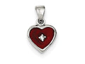 FJC Finejewelers Sterling Silver Cubic Zirconia Red Enamel Heart Pendant Necklace - Chain Included