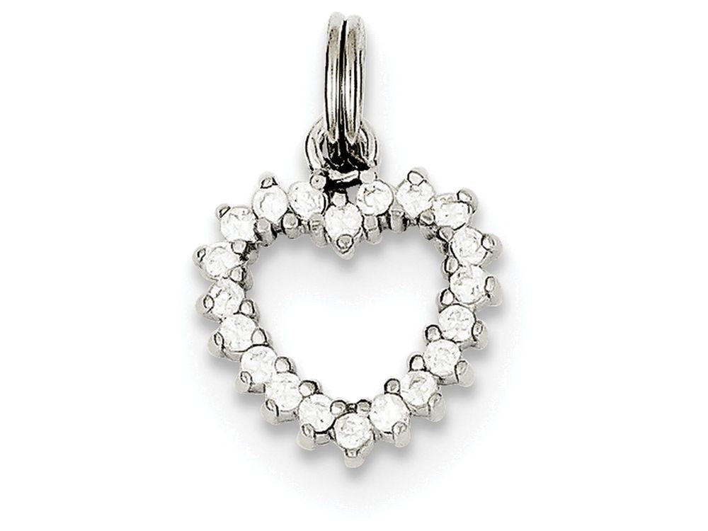 FJC Finejewelers Sterling Silver Cubic Zirconia Heart Charm