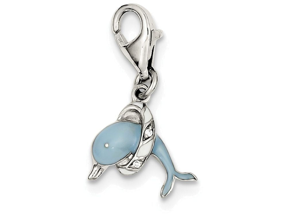 FJC Finejewelers Sterling Silver Blue Enameled Dolphin Charm