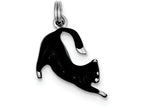 FJC Finejewelers Sterling Silver Black Enamel Cat Charm