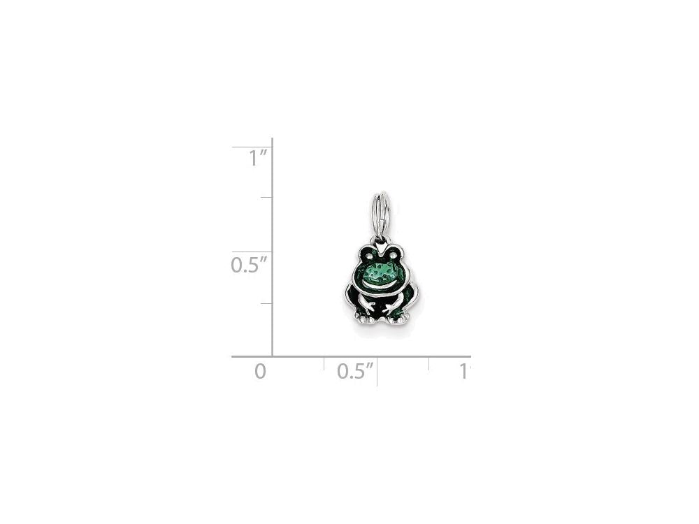 FJC Finejewelers Sterling Silver Green Enameled Frog Charm