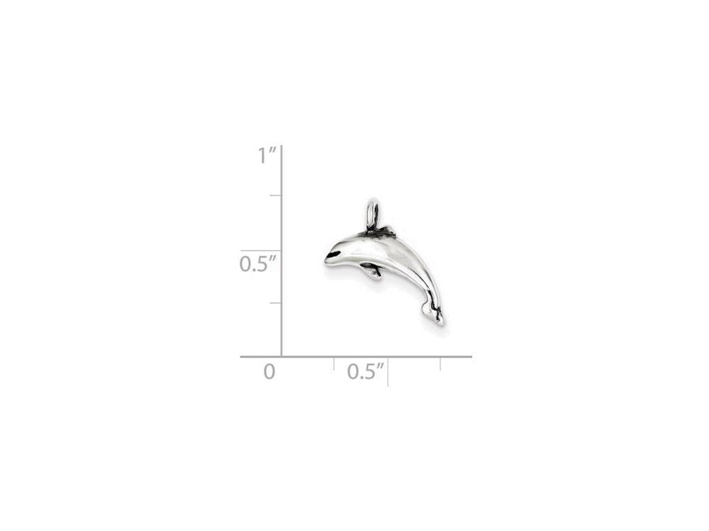 FJC Finejewelers Sterling Silver Antiqued Small Dolphin Charm