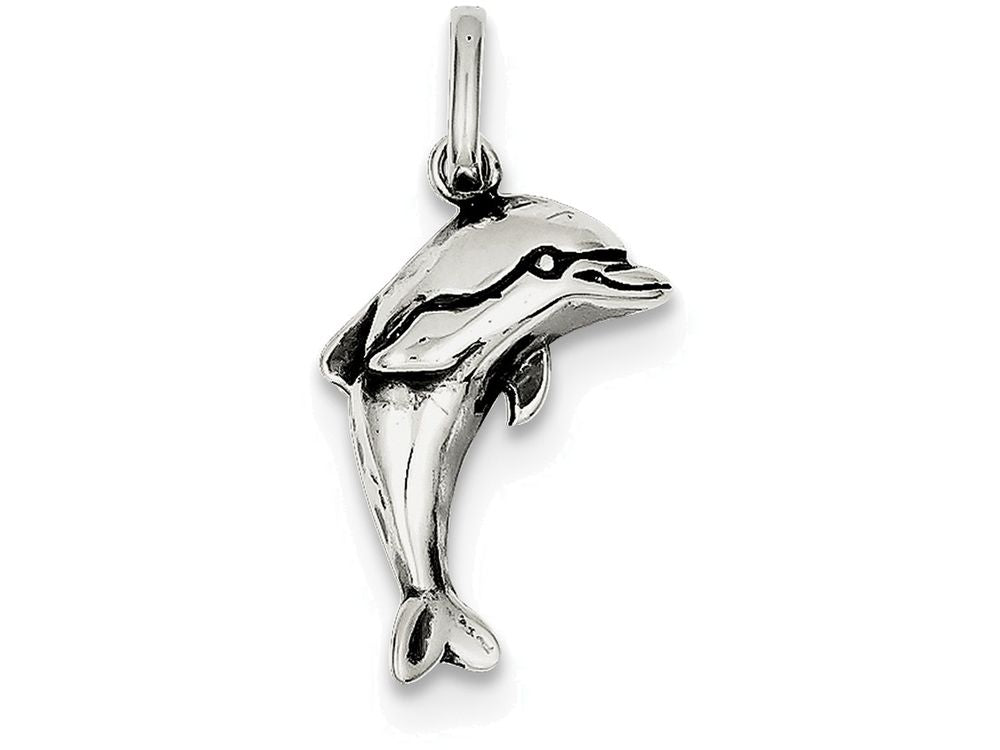 FJC Finejewelers Sterling Silver Antiqued Dolphin Pendant Necklace - Chain Included