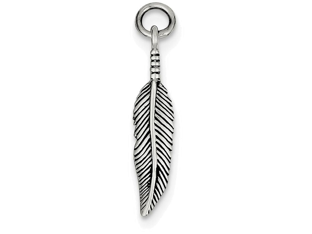 FJC Finejewelers Sterling Silver Antiqued Feather Charm