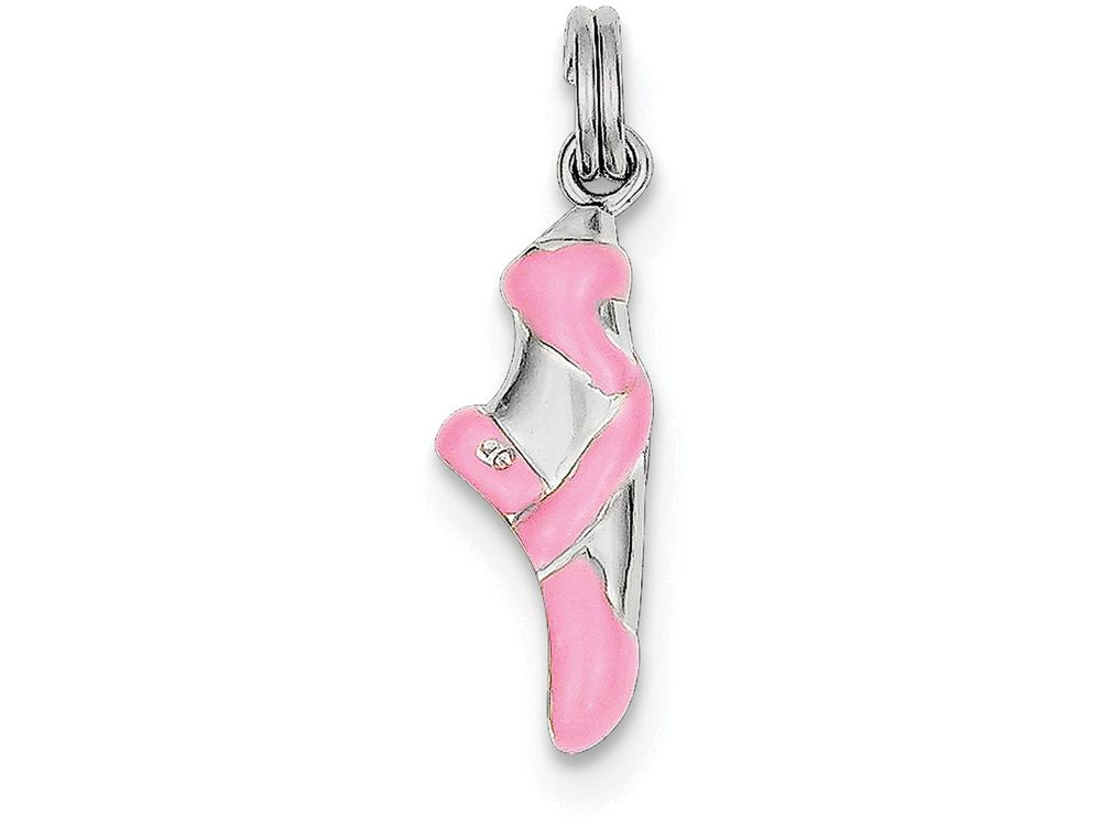 FJC Finejewelers Sterling Silver Pink Enamel Ballet Slipper Charm