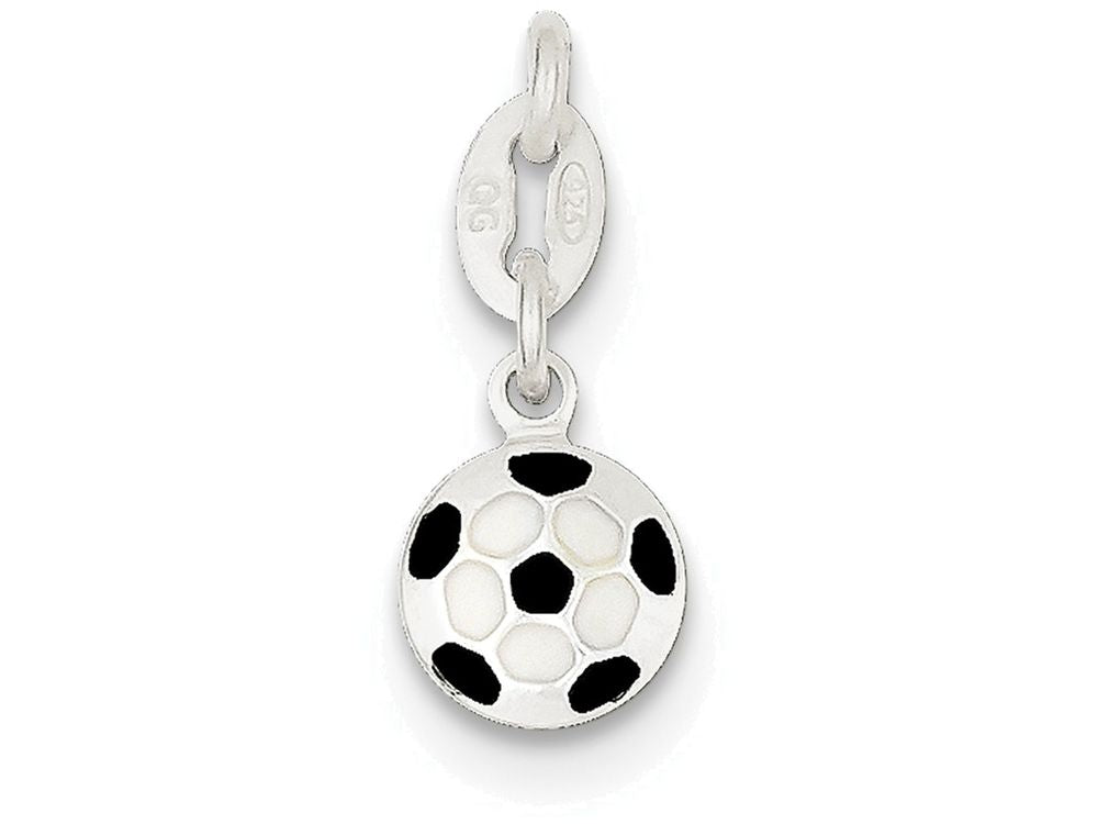 FJC Finejewelers Sterling Silver Enameled Soccer Ball Charm