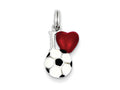 FJC Finejewelers Sterling Silver Enamel I Heart Soccer Ball Charm