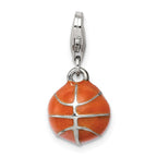 FJC Finejewelers Sterling Silver 3D Enameled Basketball Charm