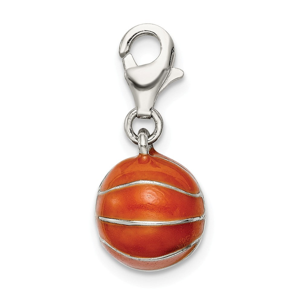 FJC Finejewelers Sterling Silver 3D Enameled Basketball Charm