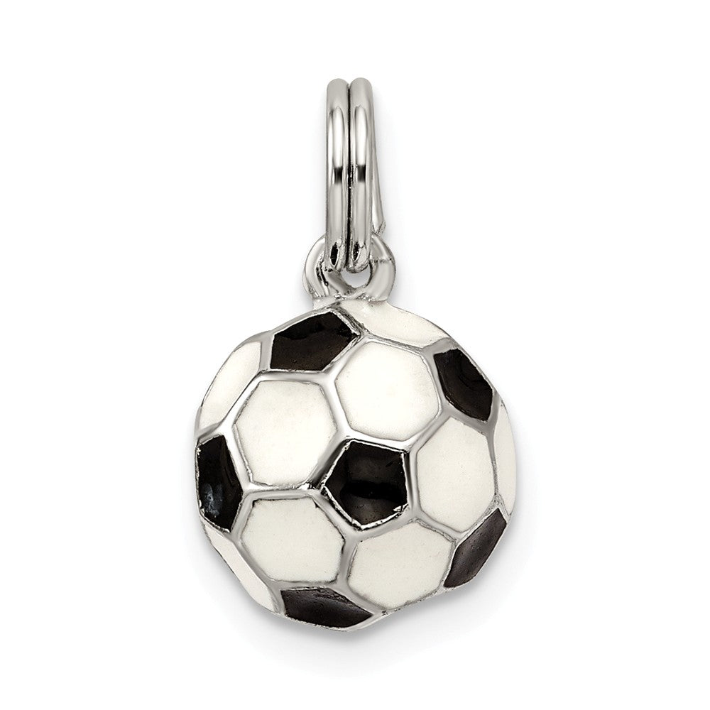 FJC Finejewelers Sterling Silver Enameled  3D Soccer Ball Charm 10mm