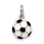 FJC Finejewelers Sterling Silver Enameled  3D Soccer Ball Charm 10mm