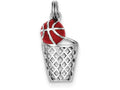 FJC Finejewelers Sterling Silver Enamel Basketball and Hoop Charm