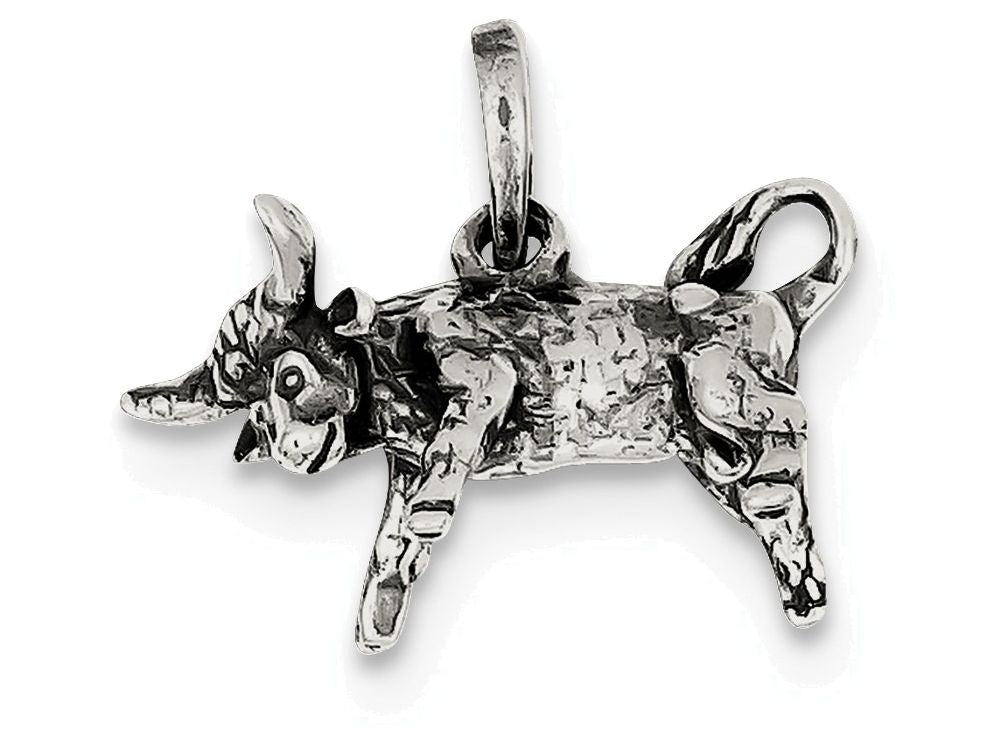 FJC Finejewelers Sterling Silver Antiqued Taurus Pendant Necklace - Chain Included